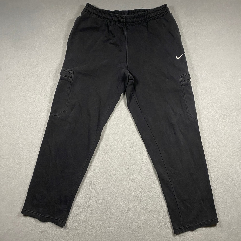 Nike Cargo Sweatpants Mens Large Black Fleece Straight Leg 487328-010